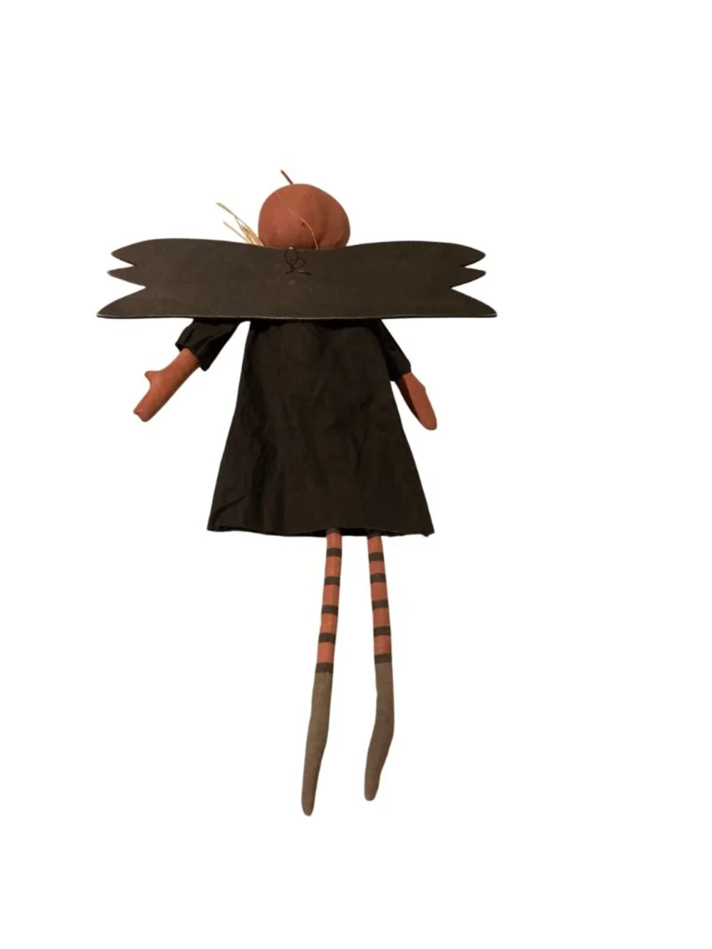 Vintage Halloween Primitive Pumpkin Head Hanging Angel Doll